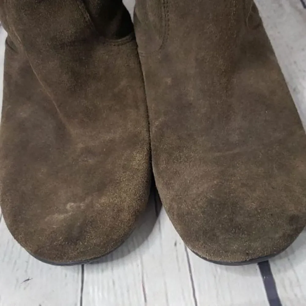 Y2K Vintage Boho Brown Suede Flat Knee High Boots Bakers - Picture 8 of 9